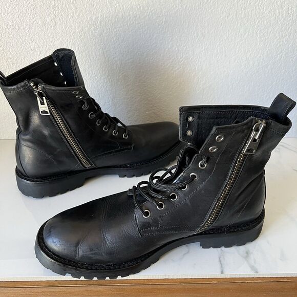 ALLSAINTS Men\'s Whitmore Leather Combat Boots Black Size 41 US 8